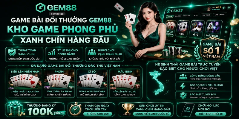 Truy Cập Link Vào GEM88 Mới Nhất 2026 - Đăng Ký Tặng 188K 11 Game Bài Đổi Thưởng GEM88 – Kho Game Phong Phú Xanh Chín Hàng Đầu